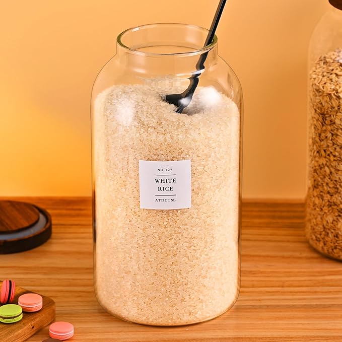 2 PCS Large Glass Jar With Lid,Glass Food Storage Jars for Flour,Sugar,Coffee,Rice, Walnut,Nutsand More(1 gallon/4000 ml)