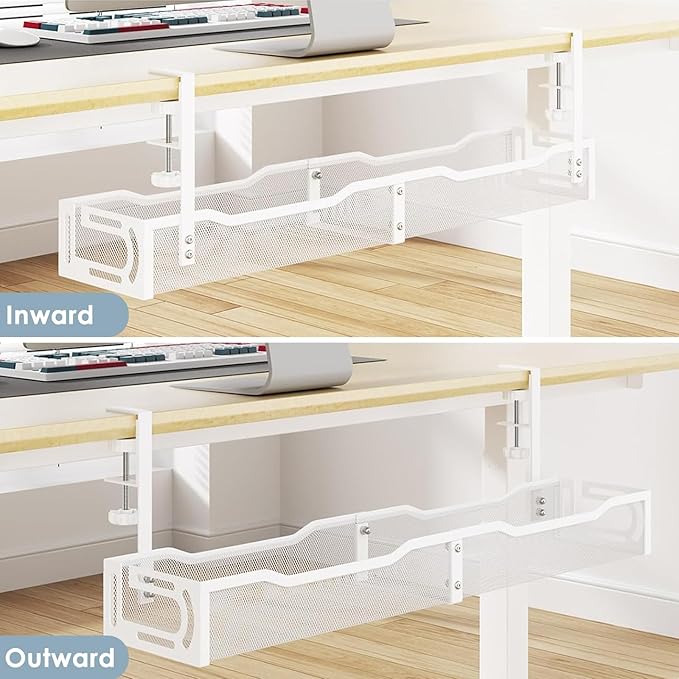 Cable Management, 25'' Cable Management Under Desk No Drill, White