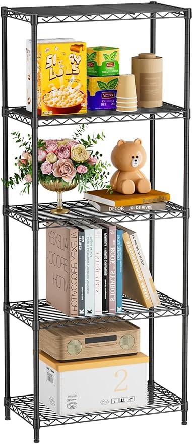 5 Tier Adjustable Storage Shelves Heavy Duty Metal Utility Shelf 500LBS Capacity