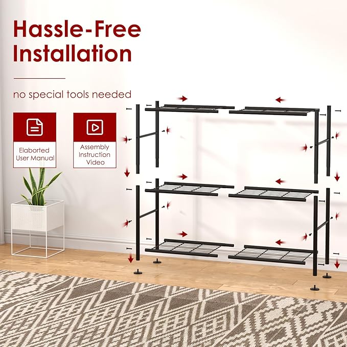 Storage Shelves, 3 Tier Shelf Organizer, Black