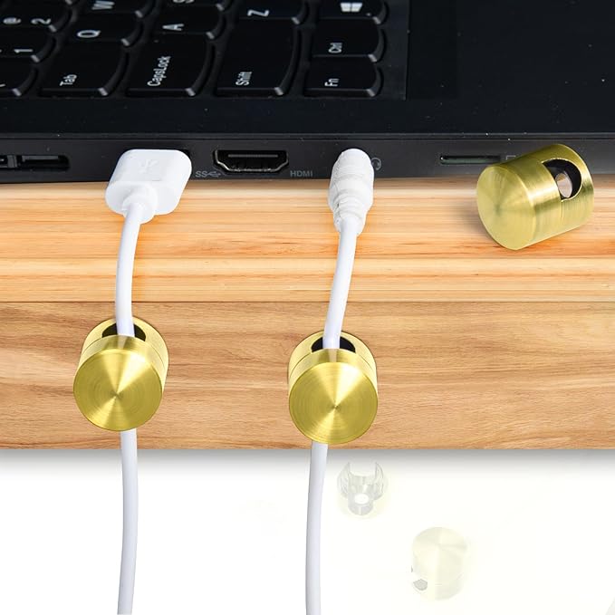 4 Sets Charger Holders for Cords, Gold Color Adjustable Cable Anchor Holders