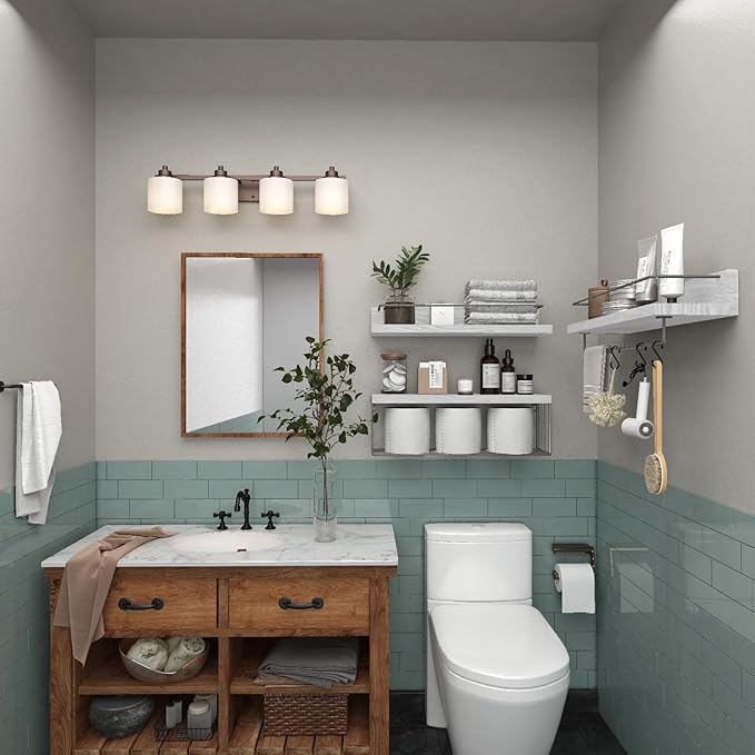 22.5 inches Bathroom Shelves Over Toilet for Wall, White and Grey