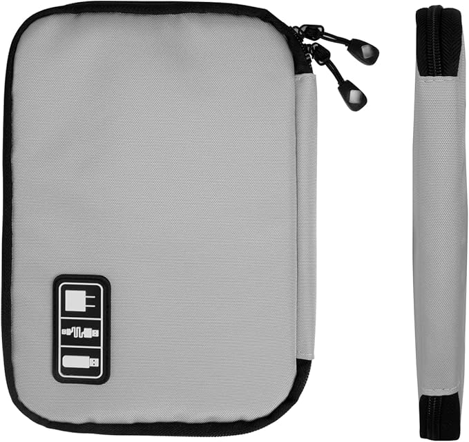 Lcsmaokin Electronics Organizer Travel Case,Electronic Accessories Storage Bag,Portable Waterproof Cable Organizer Bag,Travel Cord Organizer Bags for Small Charging Cord Storage,SD Card-Grey Green
