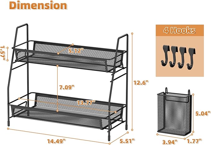 2-Tier Bathroom Organizer Countertop, Black