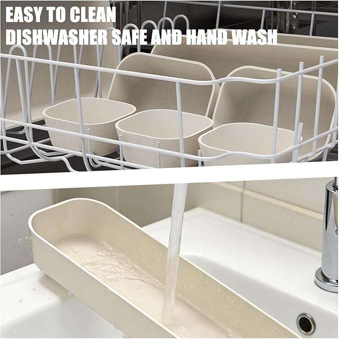 SILIVO 8 PCS Unbreakable Silicone Drawer Organizers, Modern Minimalist Beige Drawer Dividers, Noise-Free & Non-Slip Trays for Home Office, Kitchen, Bathroom and Neutral Nursery Decor