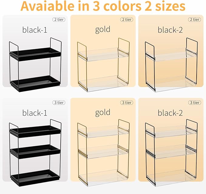 NPPLUS Bathroom Countertop Organizer, 2 Tier Metal Vanity Counter Skincare Shelf, Matte Black, 13.6"L x 6.9"W x 13.8"H