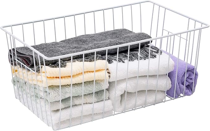Freezer Organizer Bins, Upright Freezer Baskets for 16, 17, 21 cu.ft Standup Freezer, Wire Storage Baskets with Built-in Handles, 6Pcs, White