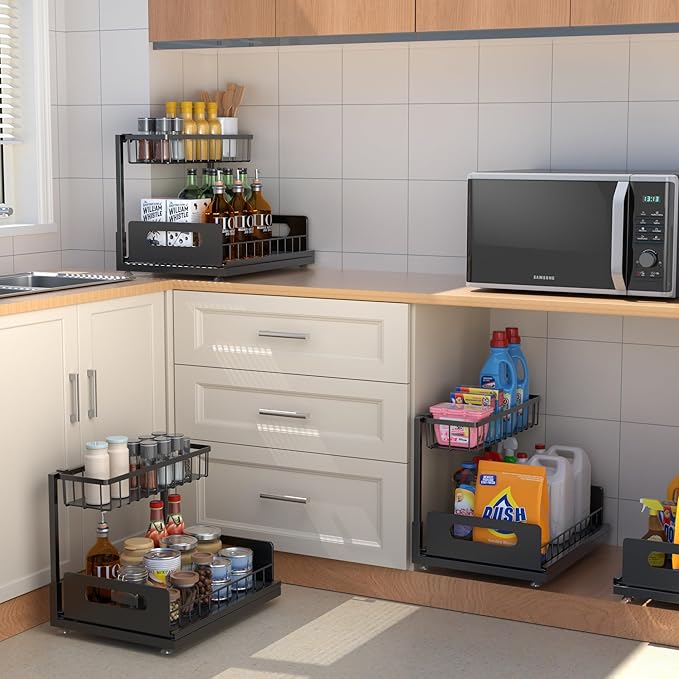 Sturdy Metal Under Sink Organizer 2 Tier