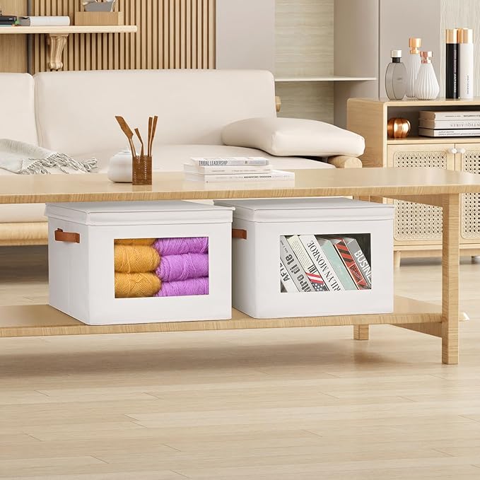 Storage Boxes with Lids Fabric Foldable Storage Bin for Clothes