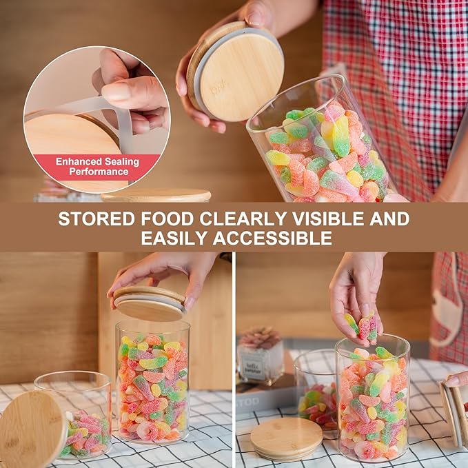 50oz Glass Food Storage Jars Set of 6, Round