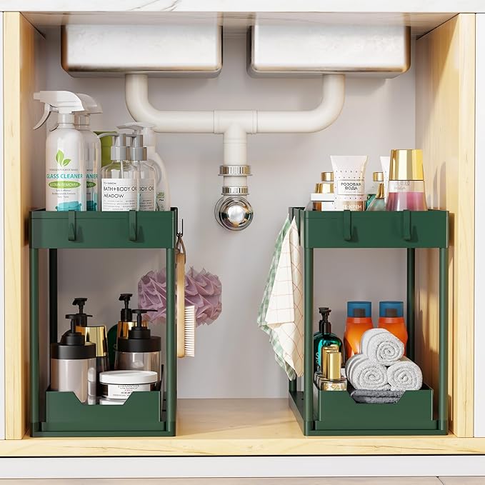 Simple Trending Under Sink Organizer 2 Pack, Green