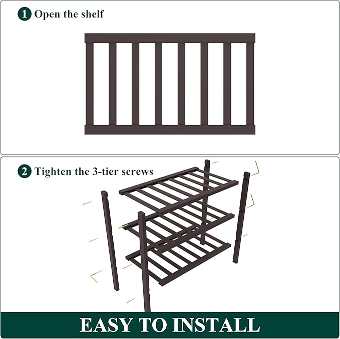 Bamboo Shoe Rack for Closet, 3 Tier Small Wooden Shoe Organizer, Brown