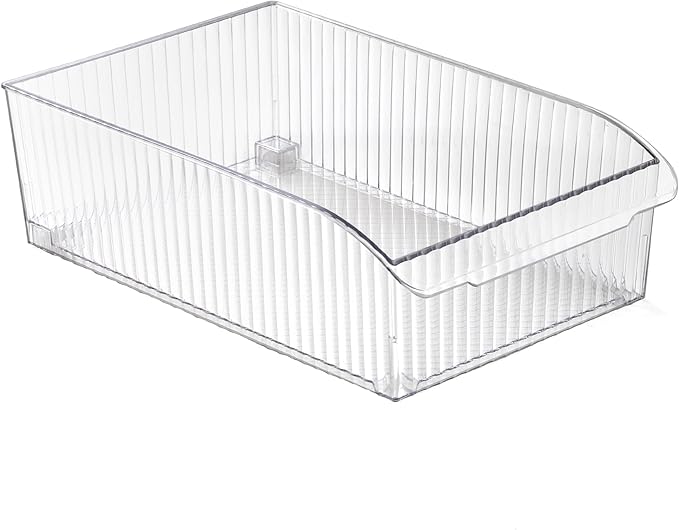 BINO | Plastic Storage Bins with Wheels, X-Large | THE ROLLER COLLECTION | Clear Storage Bins for Organization | Clear Containers for Pantry Fridge & Freezer Organizer Bin Cabinet & Pantry Organizers