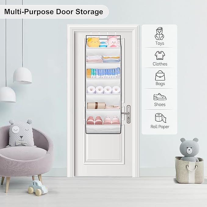 LAMB Shoe Rack for Door, Kids Door Shoe Organizer for Closet hanger, White
