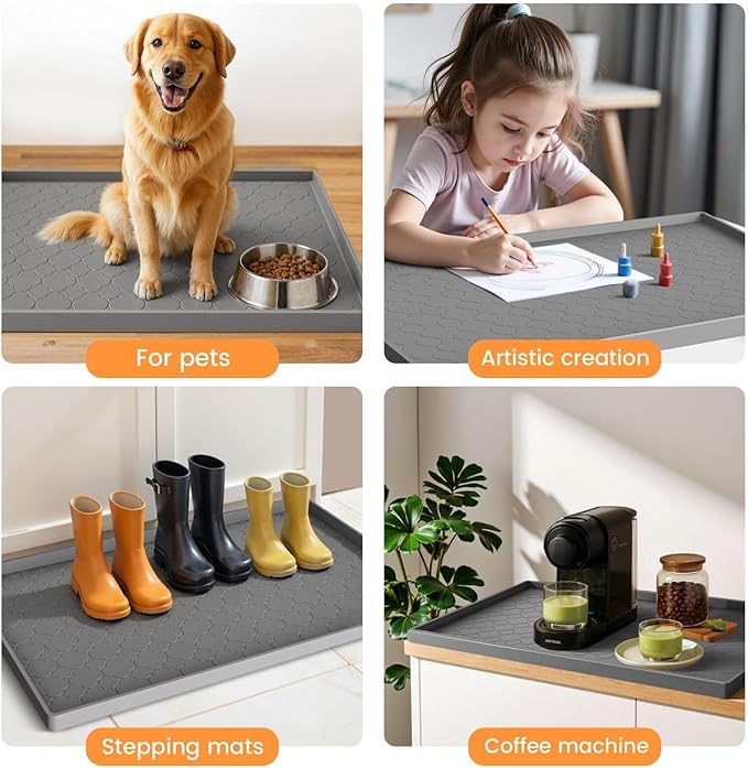 Jin&Bao Waterproof Under Sink Mat 31" x 19", Thick Silicone Mat Cabinet Protector for Kitchen and Bathroom, Shelf Liner, Home Organizer and Storage, Multipurpose Tray for Gadgets and Essentials