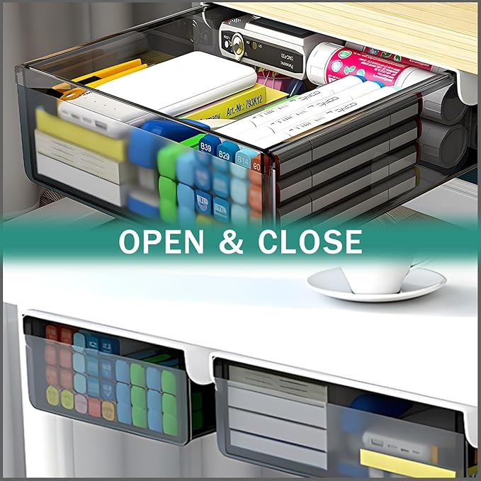 Under Desk Table Drawer Storage Organizer Slide Out