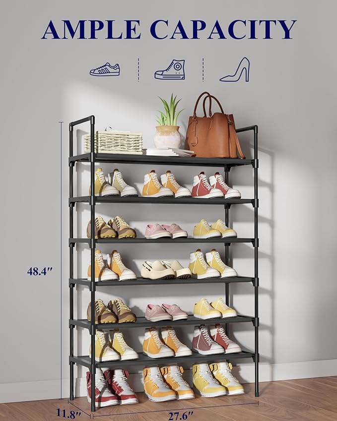 Shoe Rack, 6-Tier Shoe Organizer, Shoe Rack for Closet, Entryway, Bedroom
