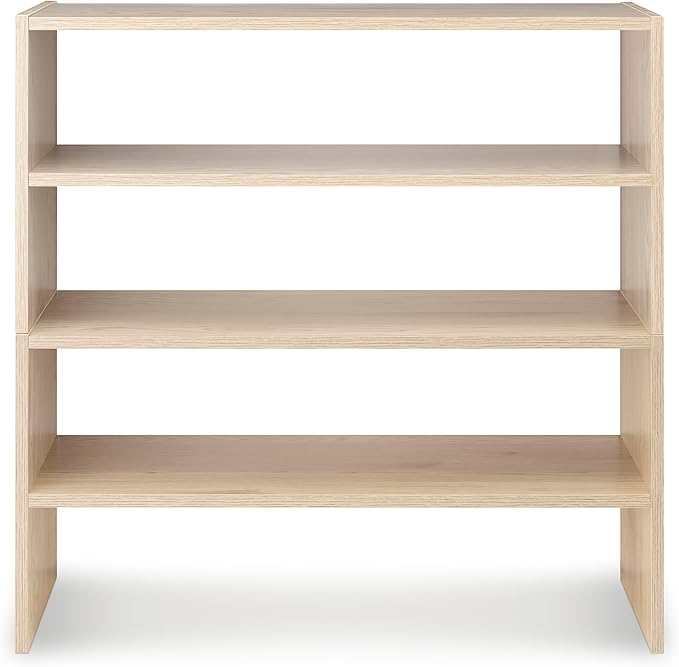 Whitmor Stackable 31" Extra Wide 2-Shelf Storage Organizer, Light Brown,2 Pack
