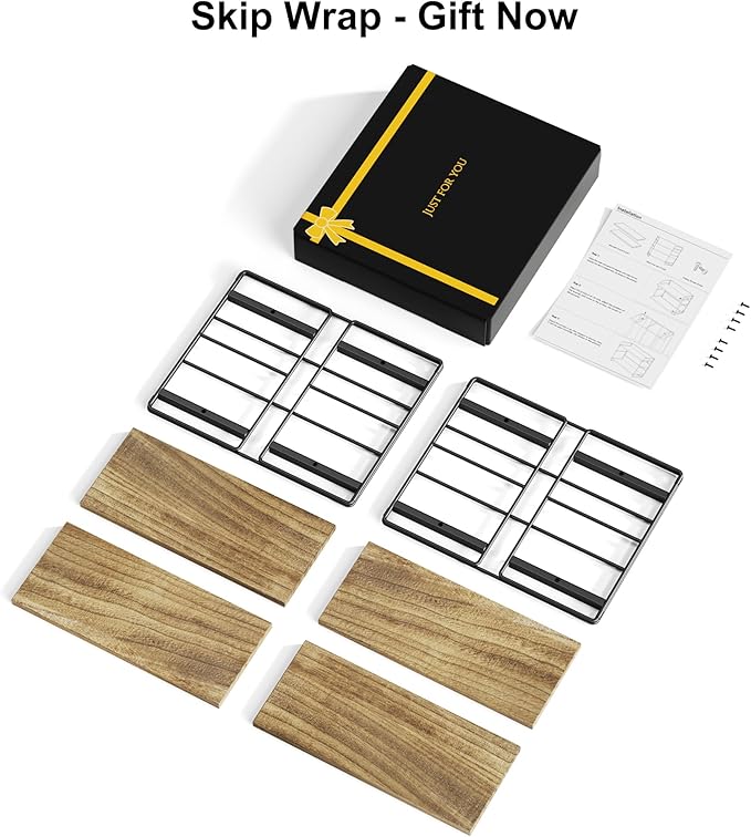 SRIWATANA 2 Pack Bathroom Counter Organizer, 2 Tier Countertop Organizers, Kitchen Counter Shelf Spice Rack Countertop Storage Wood Shelf - Carbonized Black