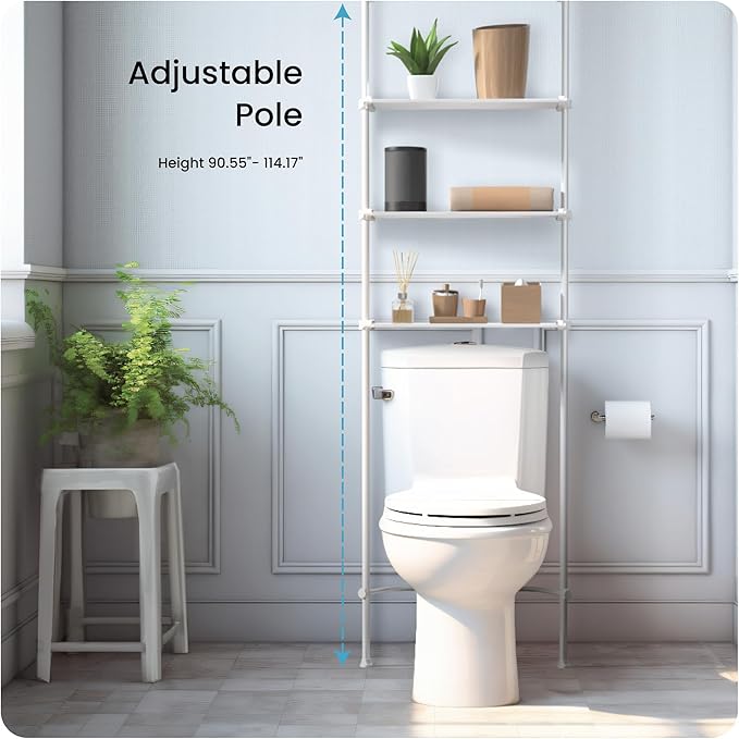 Home Zone Living Over-the-Toilet Organizer with Adjustable 4-Tier Shelves
