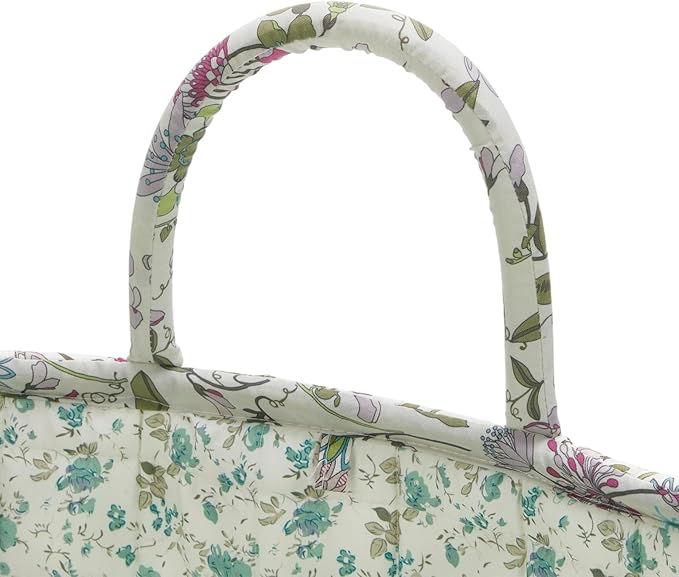 Quilted Fabric Storage Baskets with Handles, Boho Floral Gift Basket Foldable Organizer Bin for Home Decor, Picnic, Travel 12''x10''x10'' (Purple)