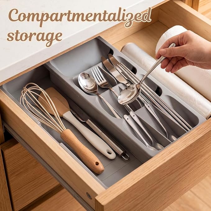 Expandable Silverware Drawer Organizer Tray
