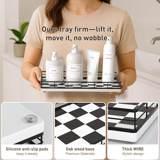 Toilet Paper Basket Organizer, Black & White
