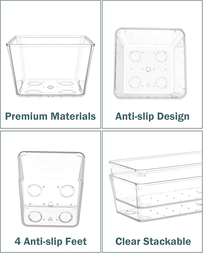 55Pcs Clear Plastic Drawer Organizers Set