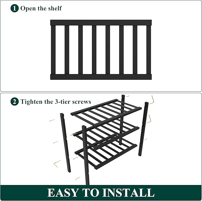 Smiry Bamboo Shoe Rack for Closet, 3 Tier Small Wooden Shoe Organizer, Stackable Wood Shoe Storage Shelf for Entryway, 14 Vertical Slats, One-piece Heavy-Duty Legs, 17.32"x11.02"x18.31", Black