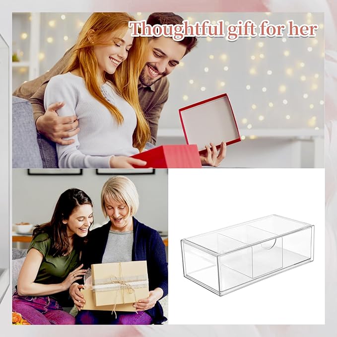 Hair Accessories Organizer for Girls, Clear Acrylic Hair Tie Organizer, or Headband, bows,Cute Small Stackable Storage Drawer Container Caddy Box for Bathroom Vanity Countertop 3PCS