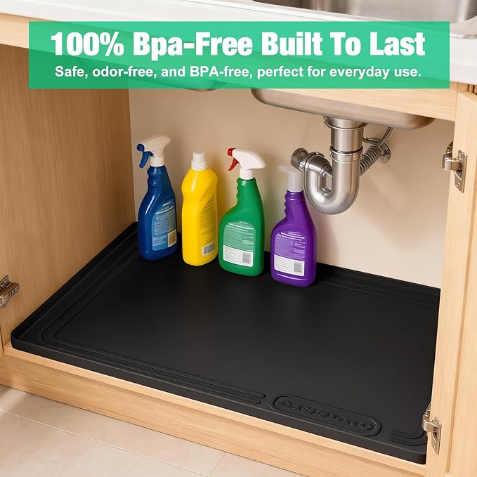 Aisslro Under Sink Mat 31" X 22", Black