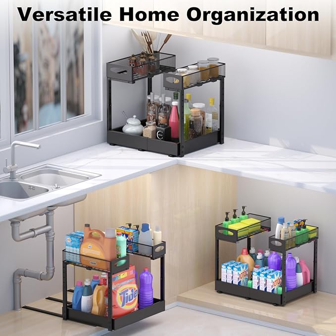 Under Sink Organizer, 14"-21" Width Expandable, 13"-17" Height Adjustable