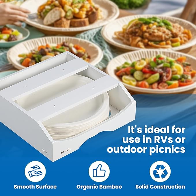 10-inch Paper Plate Dispenser Under Cabinet, For 10-inch Plates, White