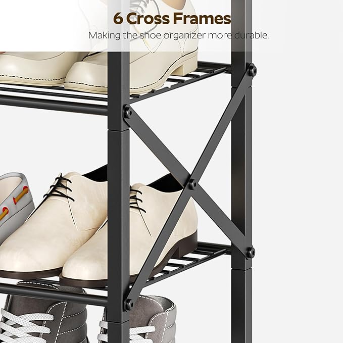 YATINEY 10 Tier Shoe Rack, Large Capacity Shoe Storage Organizer Holds 40 Pairs, Sturdy and Stable, for Entryway, Hallway, Closet, Dorm Room, Charcoal SS10BCG1