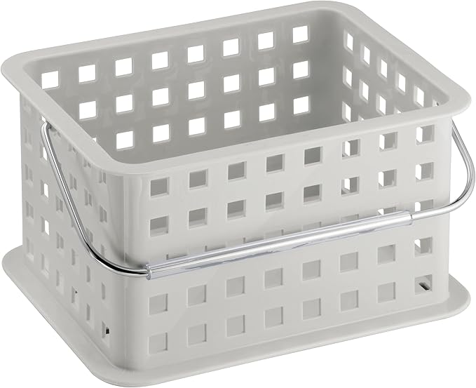 Shower Caddy Basket with Handle for Bathroom or College Dorm, Light Gray