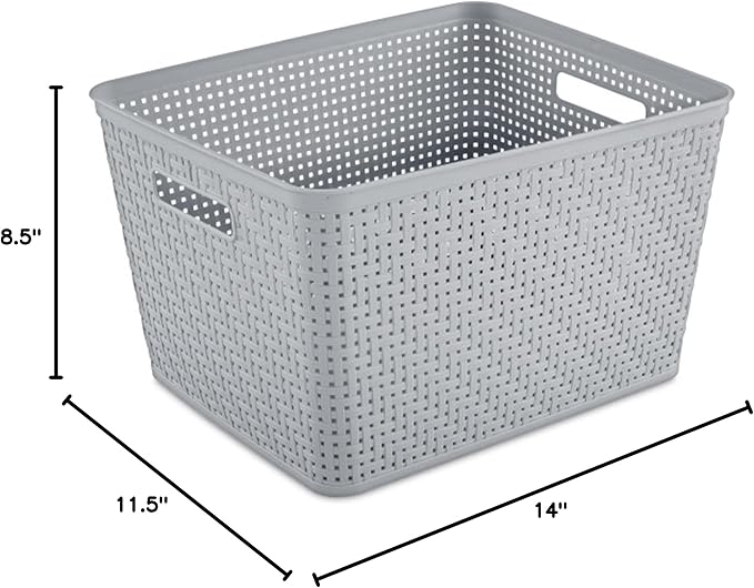 18 Pack Plastic Storage Bin Organization Containers, Tall Baskets, Cement