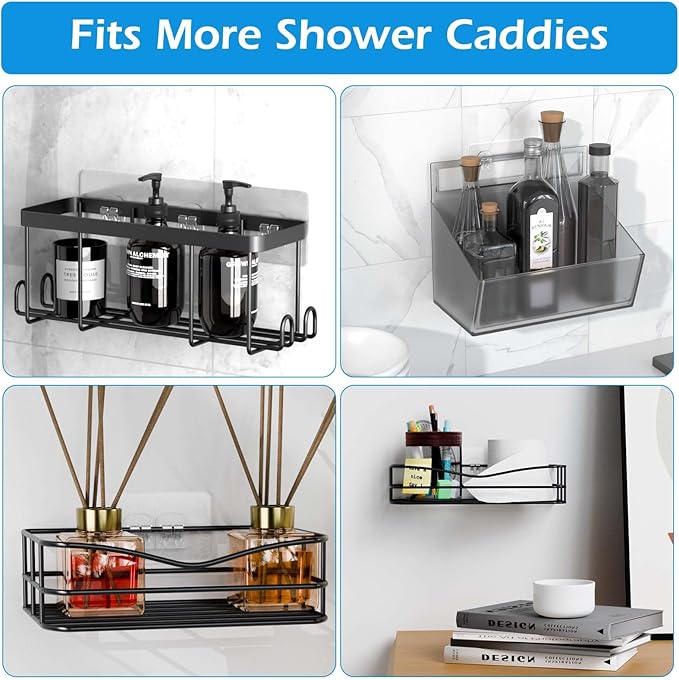 3 Pack Shower Caddy Adhesive Replacement, Shower Adhesive Strips, Strong Adhesive Hooks, Waterproof Sticker, No Drilling, for Bathroom Shelf and Kitchen Racks