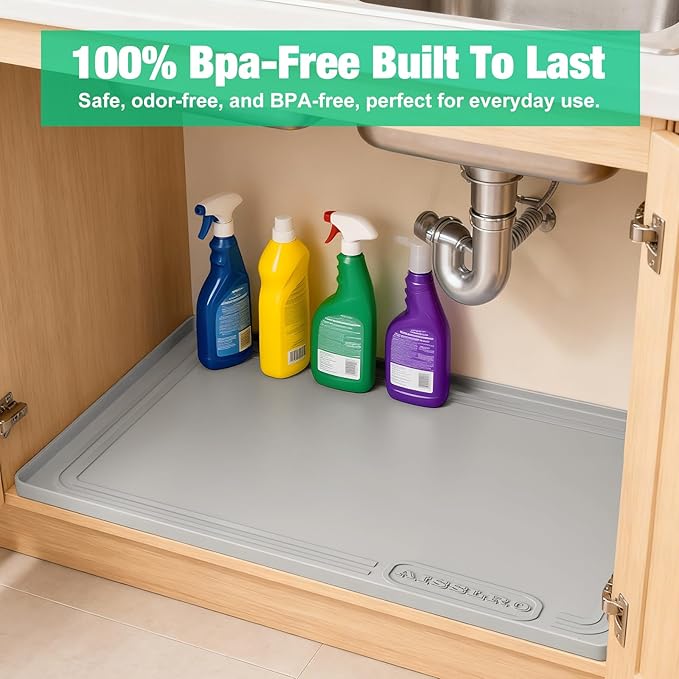 Aisslro Under Sink Mat 28" X 19", Grey