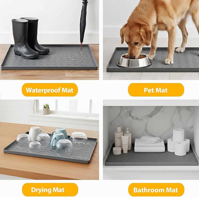 TigeJoy 40" x 19" Under Sink Mats for Kitchen Waterproof, Leak-Proof Silicone Mat Sink Protector and Cabinet Liner, Kitchen Essentials Organizer and Storage, Boot or Shoe Tray, Pet Feeding Mat