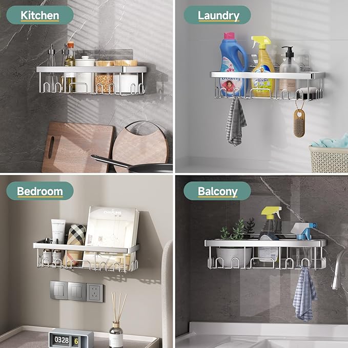 Adhesive Shower Caddy 5-Pack, Heavy Weight Bearing