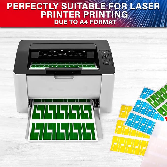 240 PCS Wire Tags for Cable Management – Cable Labels for Cords in 8 Colors - Durable, Self-Adhesive Cord Label Set, Tear-Resistant & Waterproof Wire Labels Tags - Compatible with Laser Printers