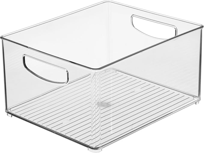 iDesign Stackable Clear Plastic Bin - Kitchen Organizers and Storage for Fridge and Pantry, 2-Pack