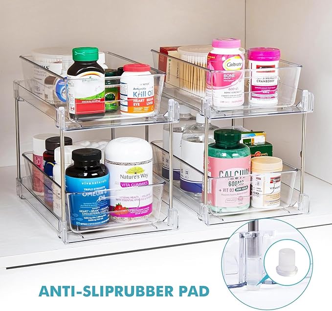 4 Pack Clear Bathroom Organizers and Storage