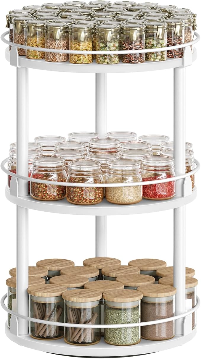 Lazy Susan Organizer, Rotating Spice Rack, 3 Tier Spice Turntable Organizer