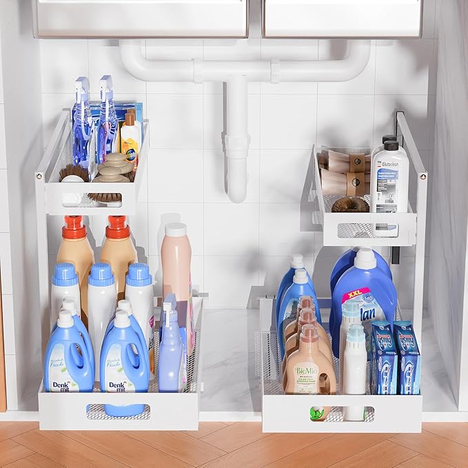 Full Metal Under Sink Organizer, Pull Out Cabinet Organizers and Storage