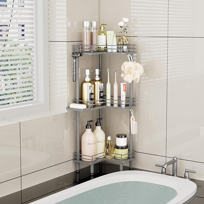 Corner Shower Caddy Standing, Grey