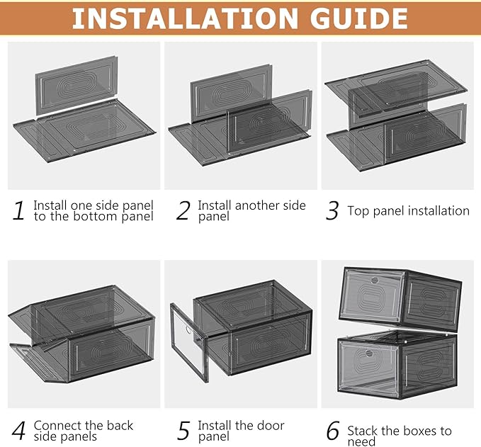 caktraie 10 Pack Thicken Shoe Organizer Stackable,Upgraded Sturdy Shoe Storage Box with Magnetic Door,Shoe Containers For Sneaker Display,Hat Organizer,Black…