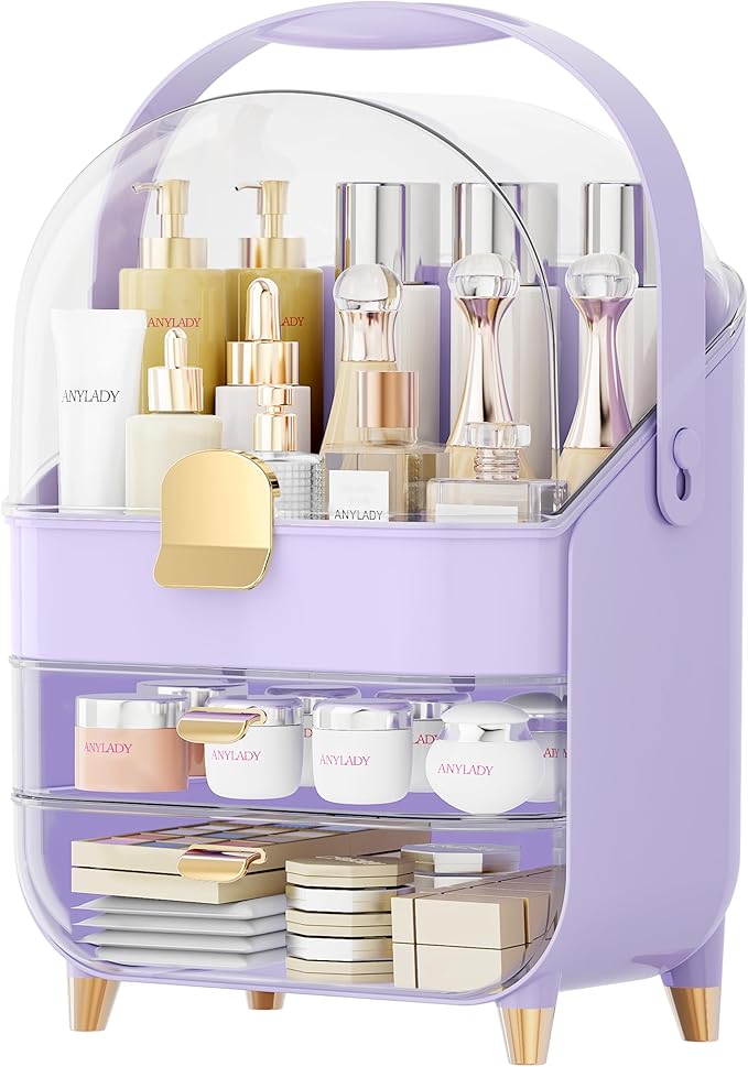 Anylady Makeup Organizer Countertop, Skincare Holder Bathroom Counter Organizer, Storage Box Cosmetic Display Cases, Teen Girl Gifts Make up Organizers for Vanity, Dresser