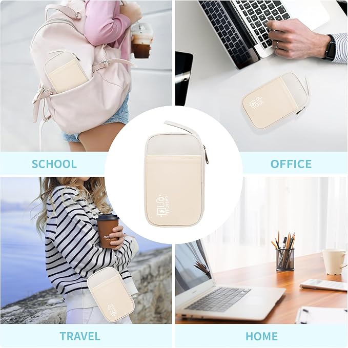 Lcsmaokin Electronics Travel Organizer,Portable Waterproof Electronic Travel Storage Bag for Small Charging Cord Storage,Charger,Small Electronics,SD Card etc,for Travel,Business -Beige