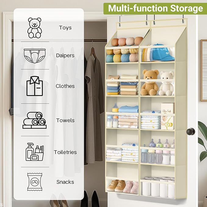 2 Pack Over the Door Organizer, Light Yellow